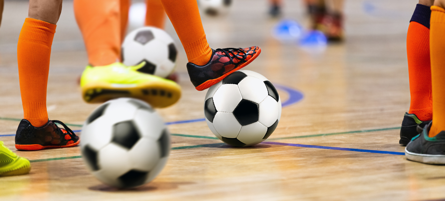 football game in sports hall